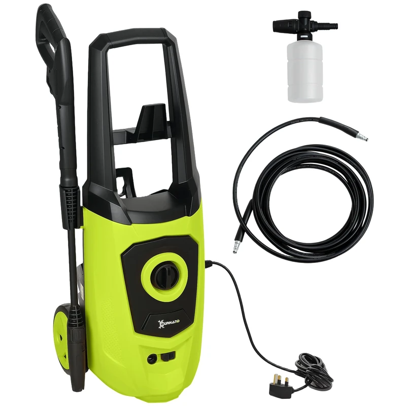 DURHAND 1800W High Pressure Washer, 150 Bar Pressure, 510 L/h Flow, High-Performance Portable Power Washer Jet Wash Cleaner with 6M Hose and Hose Reel for Garden, Car, Furniture, Green