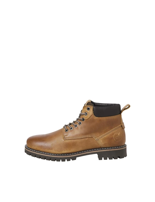 JACK & JONES Men's Jfwqueensway Leather Boot Sn Lace-Up Ankle Boots, honey, 11 UK