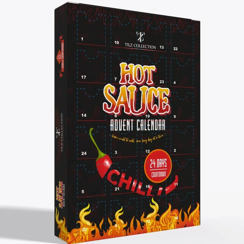 Hot Sauce Advent Calendar 2025 for Adults - 24-Day Chilli Advent Calendar, Hot Sauce Gift Set |Christmas Gifts For Men, Women |Food Gifts For Men, Women, Couple, Spice Lovers, Vegan Christmas Food