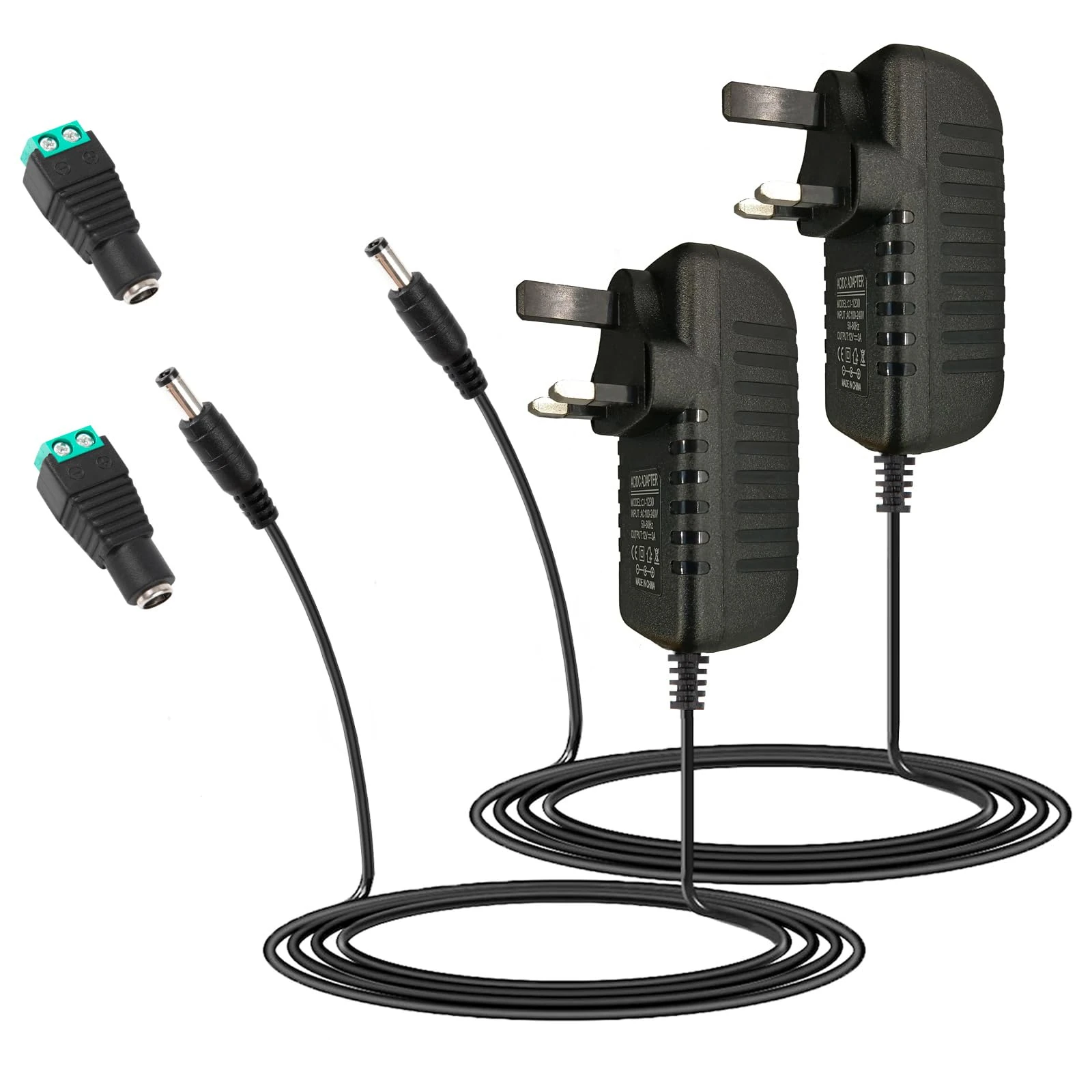 2 Pack HZHFCB 12V 3A 36W Power Supply Adapter 100~240V AC To 12 Volt DC 3 Amp Converter 12 vdc 3000mA Connector 5.5mm x 2.5mm For LED Strip Light CCTV Security Camera Router (12V3A) …