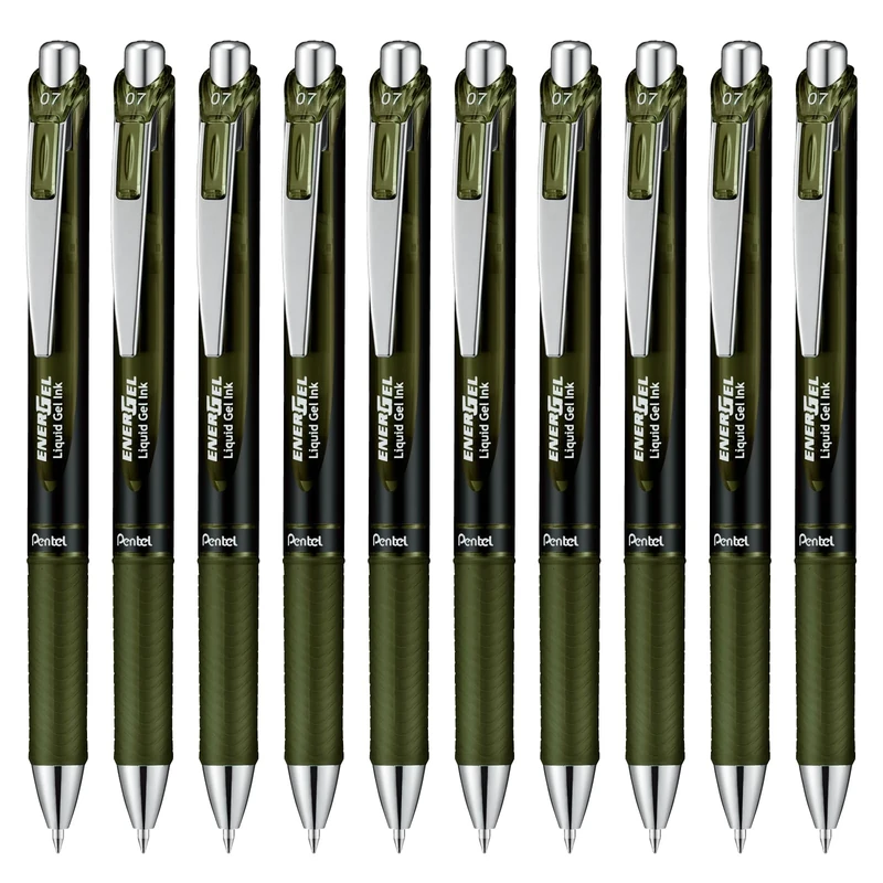 Pentel BL77A2-KA EnerGel Retractable Gel Rollerball Pen 0.7mm Ball Diameter = 0.35mm Line Width Refillable Olive Black Ref BL77A2-KA
