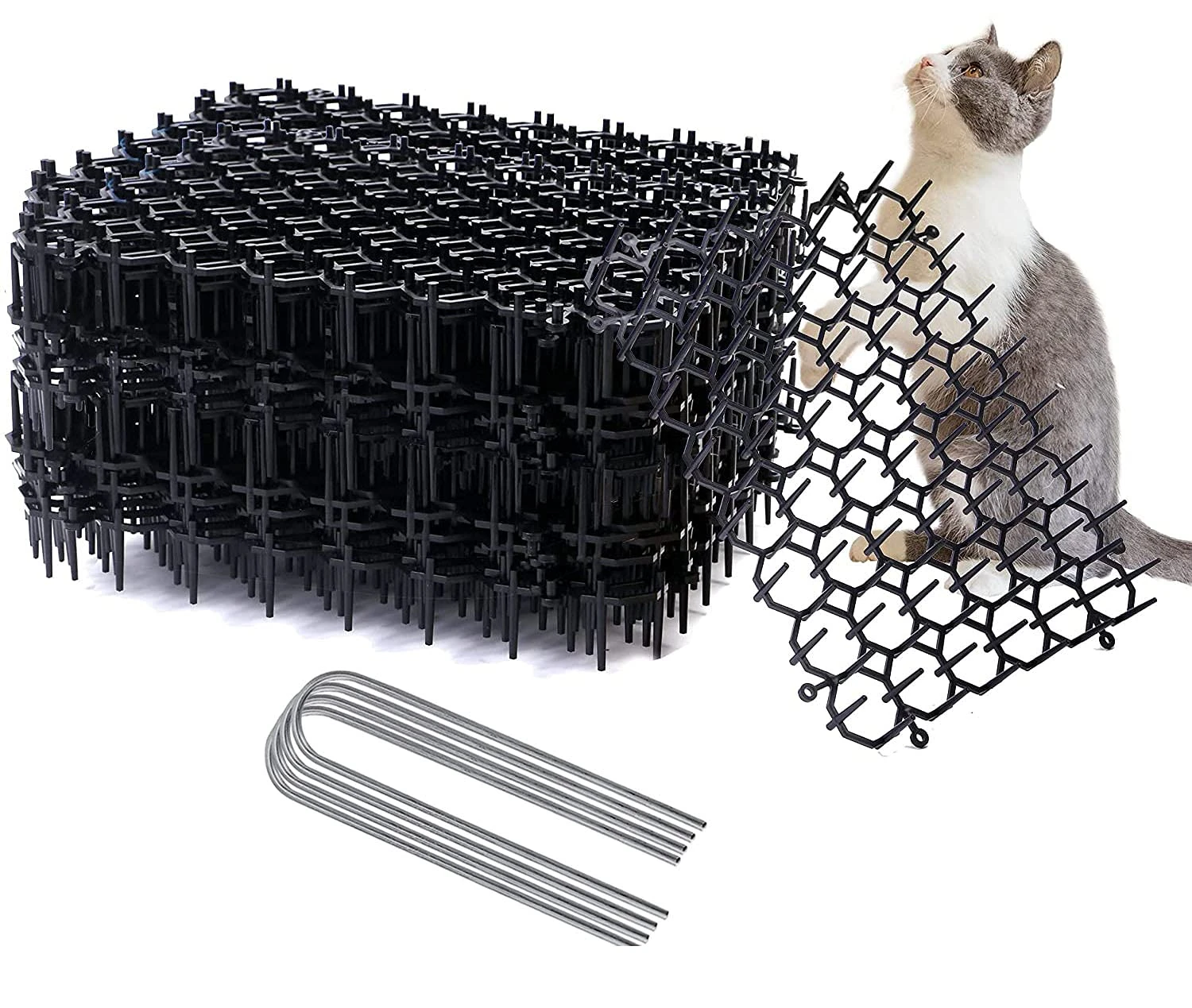 12pcs 15.5cm*20cm Cat Deterrent Mat with Spikes Anti Cat Scat,Prickle Strip Dig Stopper Mats, Cat Scat Mat Mats for Indoor Outdoor Garden