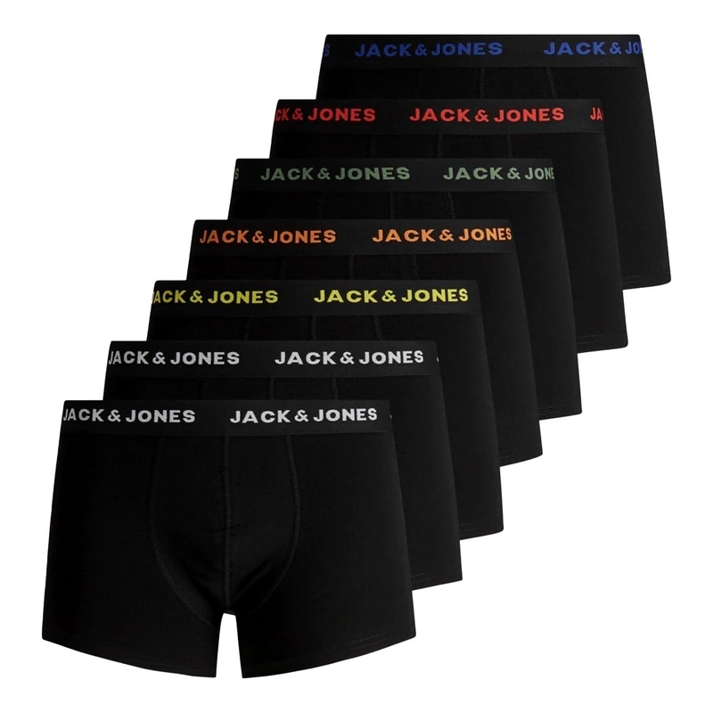 JACK & JONES Jacvito Solid Men's Boxer Shorts, Pack of 7, S, M, L, XL, XXL, Black, XL