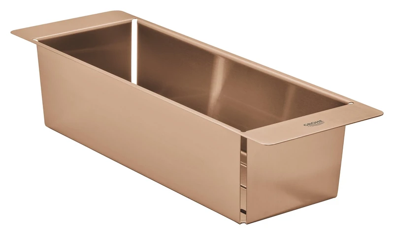 GROHE Multifunctional Colander, Over Kitchen Sink Drainer Basket, Dimensions 450 x 150 x 100 mm, Stainless Steel Construction, Dishwasher Safe, Corrosion Free, Brushed Warm Sunset, 40852DL0