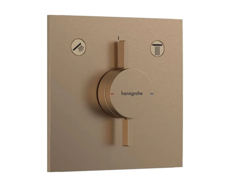 hansgrohe DuoTurn E - shower mixer conceiled for 2 functions, shower mixer tap square, single lever shower mixer for iBox universal 2, brushed bronze, 75417140