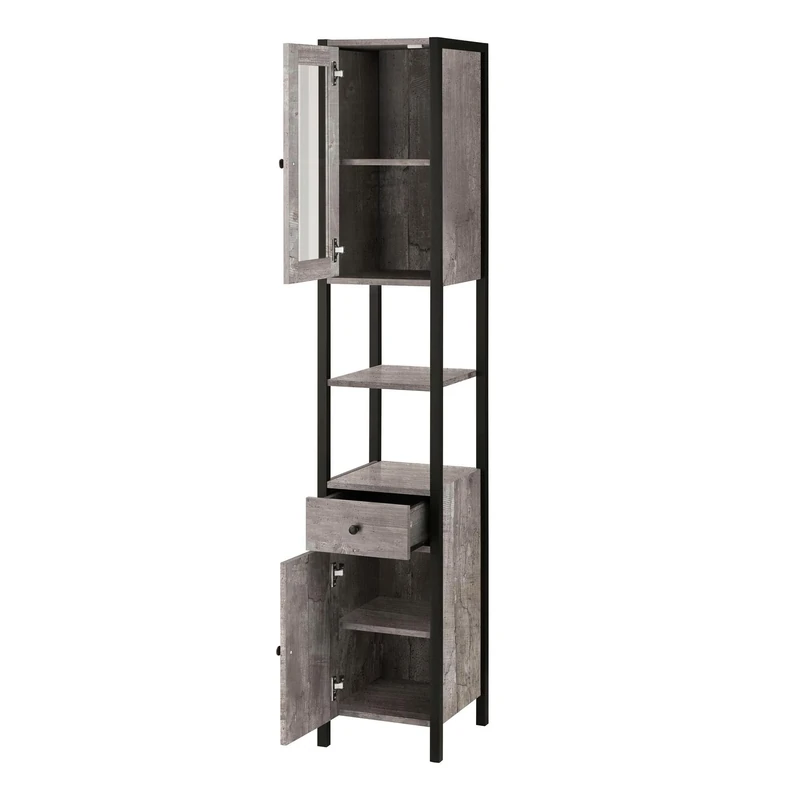 DHP Chris Bathroom Cabinet, Concrete Look Black
