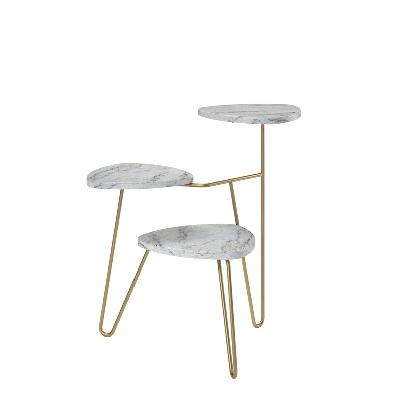 Novogratz Athena Plant Stand White Marble Look