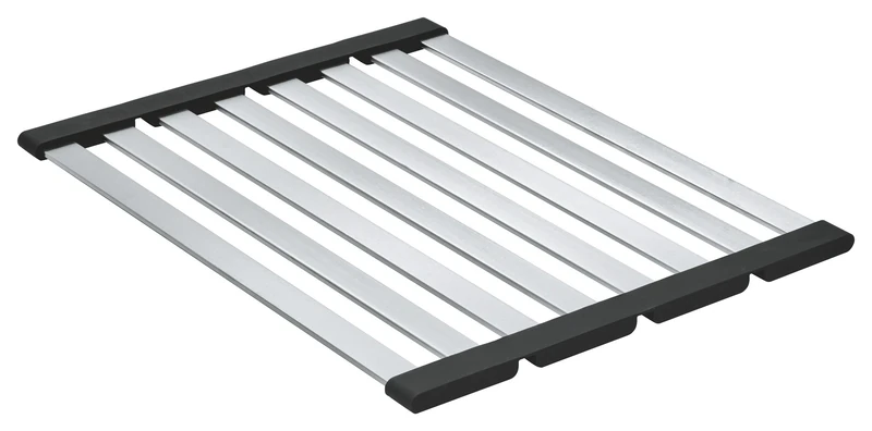 GROHE Foldable Big Dish Rack, Over Kitchen Sink Dish Drainer, 450 x 348 mm, Stainless Steel, Dishwasher Safe, Supersteel, 40856SD0