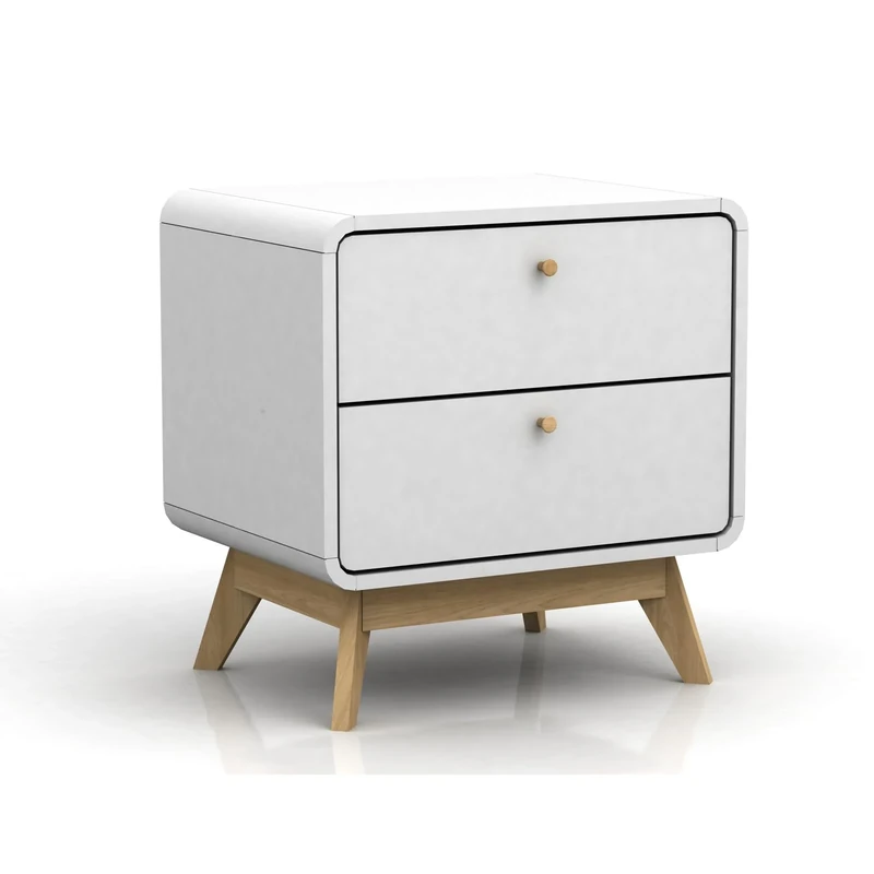 DHP Furniture Cassie End Table with 2 Drawers, White