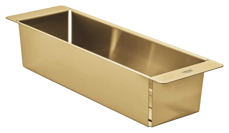 GROHE Multifunctional Colander, Over Kitchen Sink Drainer Basket, Dimensions 490 x 150 x 100 mm, Stainless Steel Construction, Dishwasher Safe, Corrosion Free, Brushed Cool Sunrise, 40853GN0