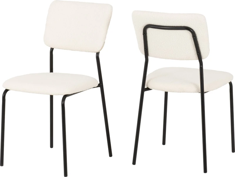 Seconique Sheldon Chair Set of 4 in Ivory Boucle Fabric