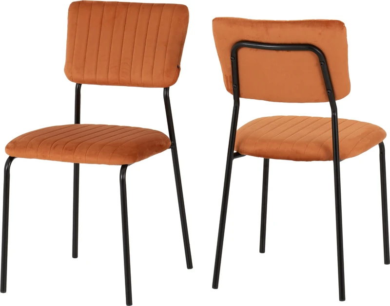 Seconique Sheldon Chair Set of 4 in Burnt Orange Velvet Fabric