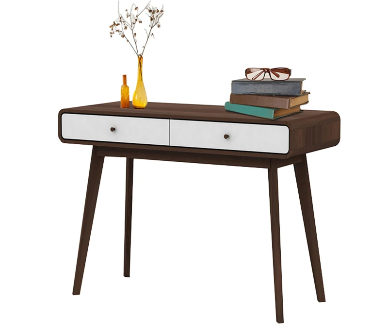 DHP Furniture Cassie Desk, Walnut Look White