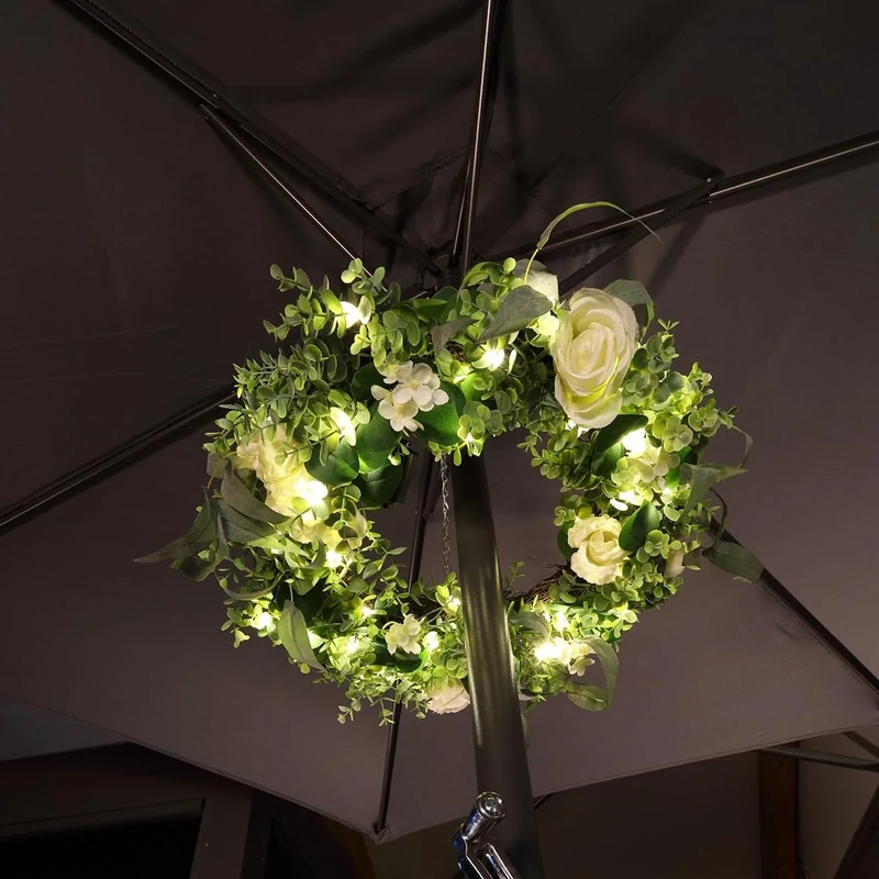 NOMA Floral Wreath with 40 Warm White LED's, 50 cm (Pack of 1)