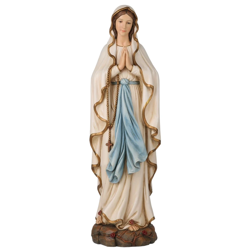 BC BUILDCLASSIC BC Catholic Our Lady of Lourdes Statue, Blessed Virgin Mary Figure, Religious Gift for Home décor, 14.5'' H, Renaissance Sculpture Handmade by Buildclassic