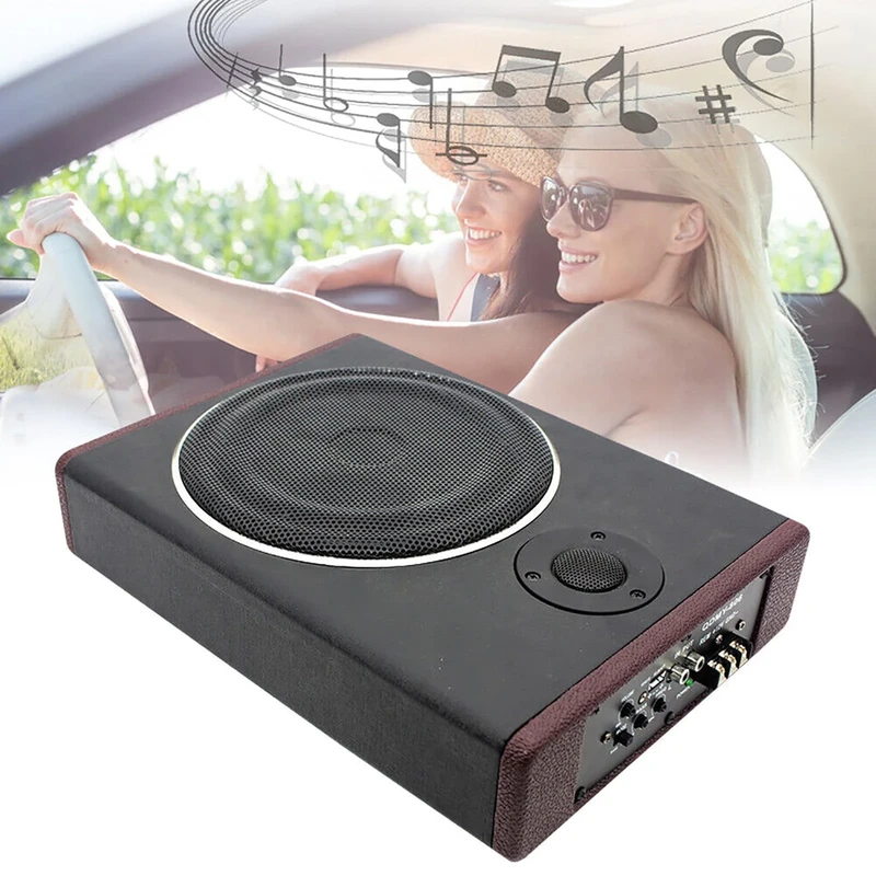 NaMaSyo 8" Ultra Slim Active Car Subwoofer Under-Seat Powered Subwoofer Speaker Audio Sub Bass Box 600W