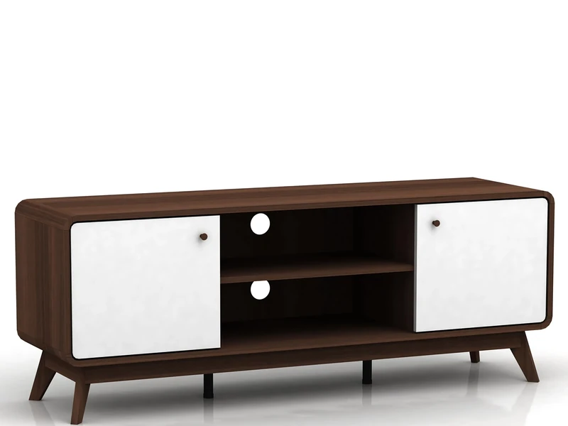 DHP Furniture Cassie TV Stand, Walnut Look White