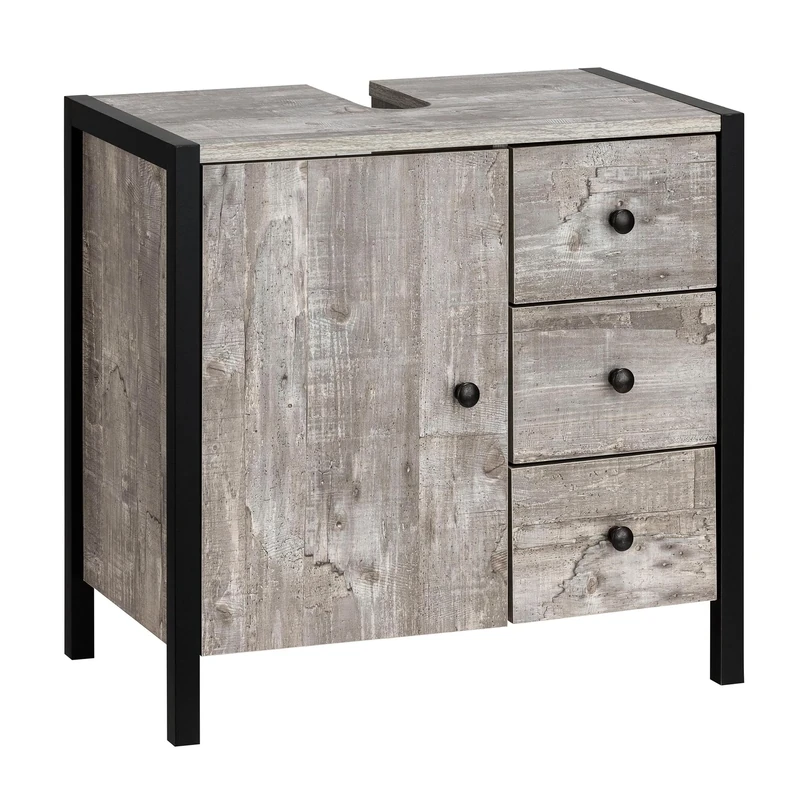 DHP Furniture Chris Bathroom Cabinet, Concrete Look Black