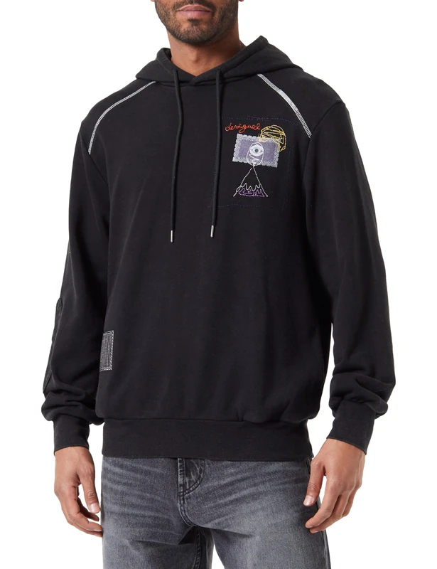 Desigual Men's Sweat_Mario Sweatshirt, Black, Collar Size: 17.5 - Image 1