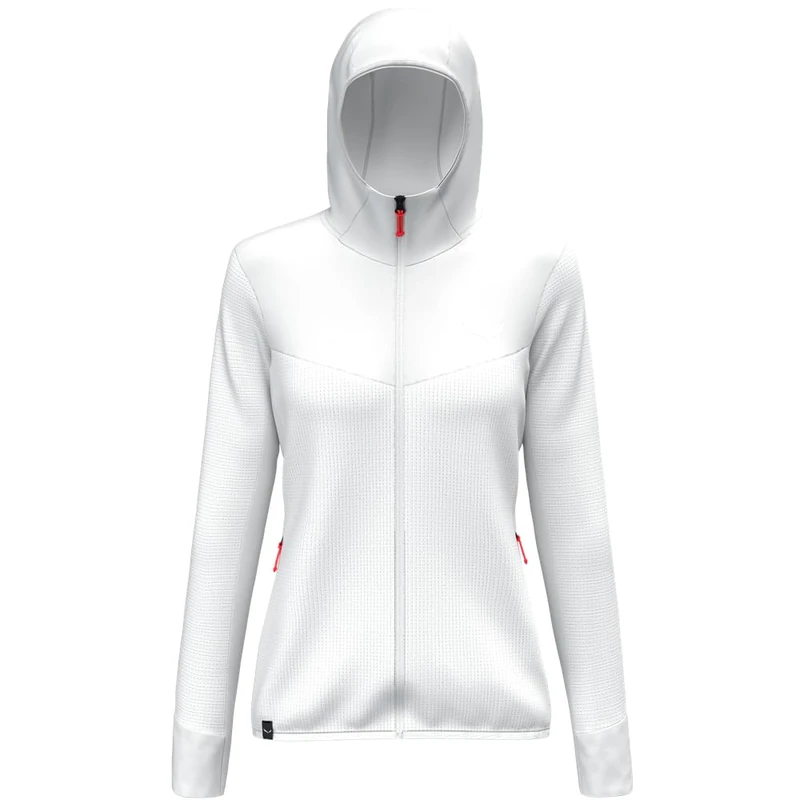 Salewa Puez Waffle Hybrid Polarlite Hooded Fleece Jacket Women, White, S