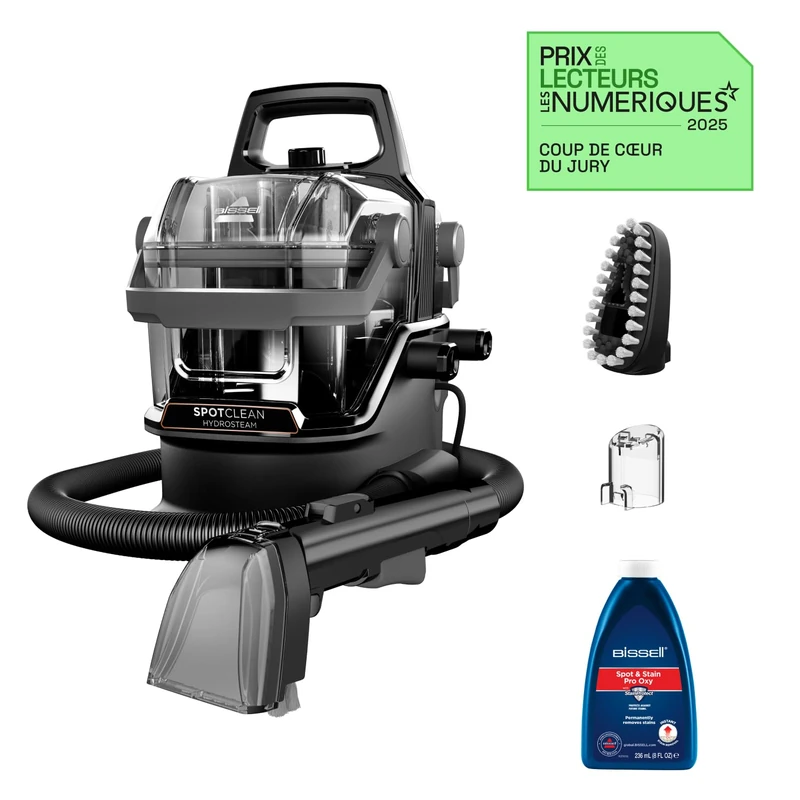 Bissell SpotClean HydroSteam, Upholstery Cleaner Device, Carpet Cleaner with HydroSteam Technology, Steam Cleaner, Wet Vacuum Cleaner for Carpets, Upholstery, Car & More, Powerful 1000 W Motor, 3689N