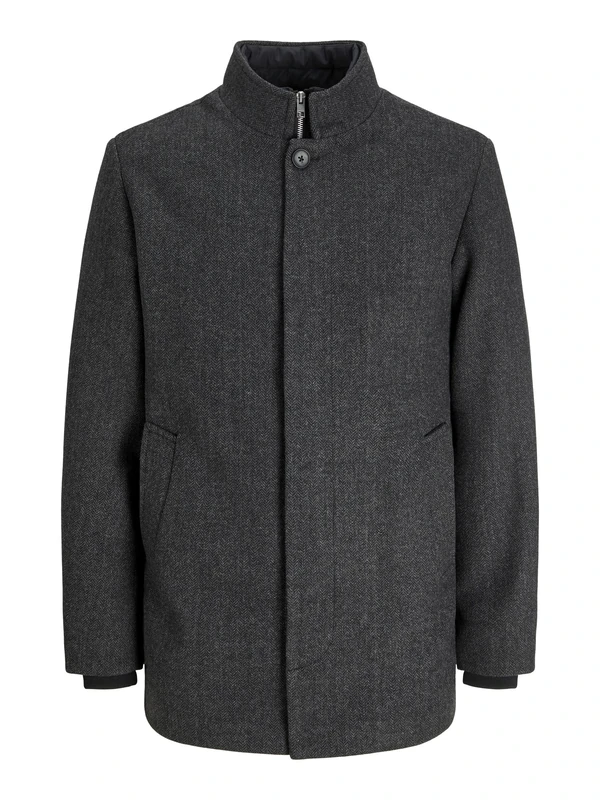 JACK & JONES Male Wool Coat Wool Coat, Dark grey melange/pattern: herringbone, M