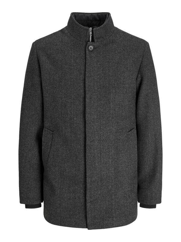 JACK & JONES Male Wool Coat Wool Coat, Dark grey melange/pattern: herringbone, S