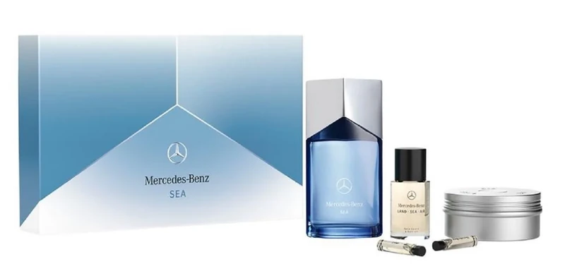 Mercedes-Benz Sea LSA Giftset - Men's Cologne Set - Cologne for Men - Hair Oil, Shower Gel Body Wash, Perfumes for Men - Personal Care Products - 5 Pc