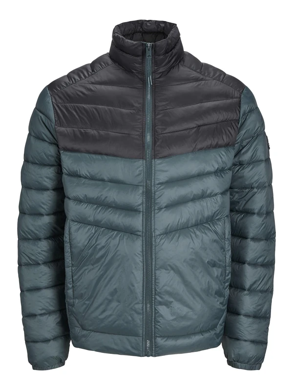 JACK & JONES Mens Quilted Jacket Windproof 100% Nylon Long Sleeve Outdoor Puffer Jacket for Men, Magical Forest Colour, Size- XL