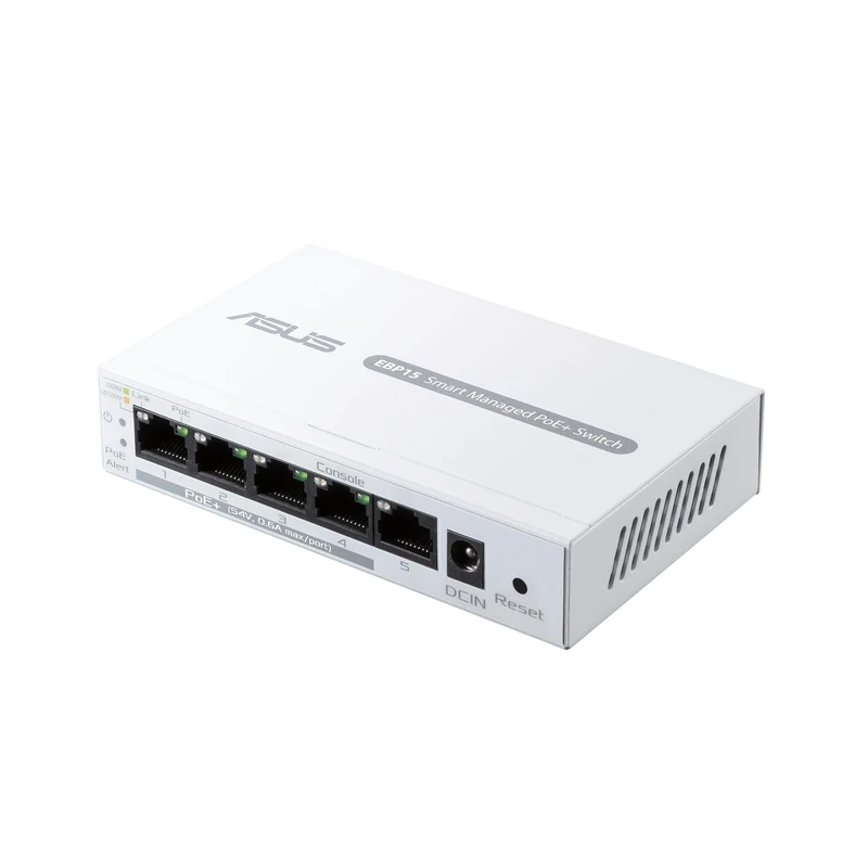 ASUS ExpertWiFi EBP15 5-Port GbE Smart Managed PoE+ Switch for small-mdeium business, 4 x PoE+, 60 watts, Supports QoS, IGMP, Wall-mount - Image 1