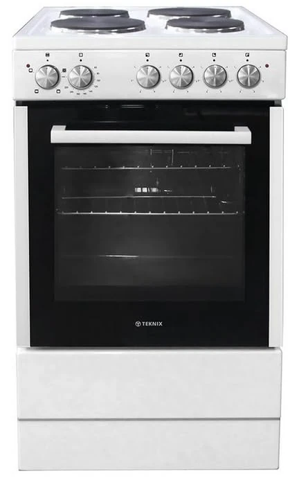 Teknix TKES54W 50cm Solid Plate Single Cavity Electic Cooker - White