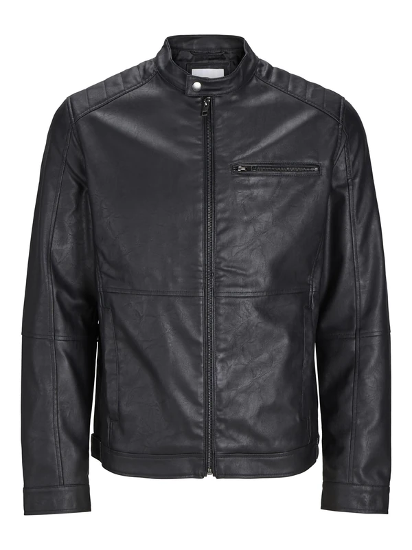 JACK & JONES Men's Jjedylan Pu Biker Jacket Noos Biker Jacket, black, S