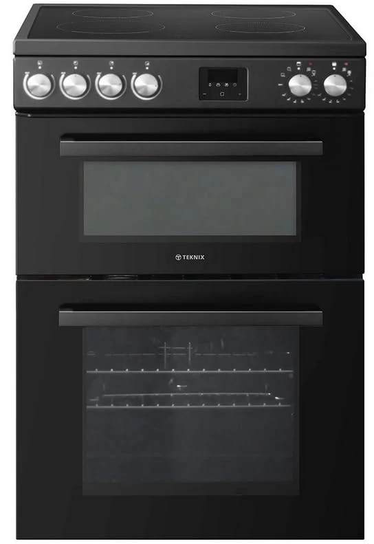 Teknix TKED64B 60cm Ceramic Double Oven Electric Cooker - Black
