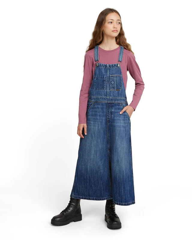 G-Star Girl's Dungaree Dress Long, Blue (faded cliffside blue D25642-01-G326), 14