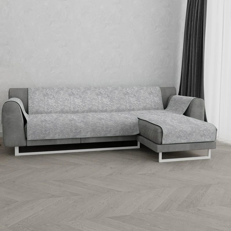 Italian Bed Linen Glamour Non-Slip Sofa Cover, Made in Italy, Right Peninsula Light Grey 240 cm - Image 1