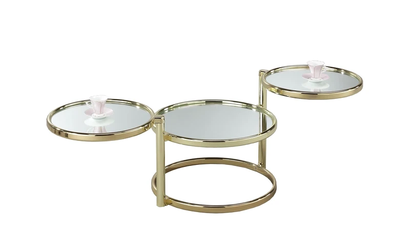 ASPECT Eterntity Glass Coffee Table With Swivel Motion (Brass/Mirror)