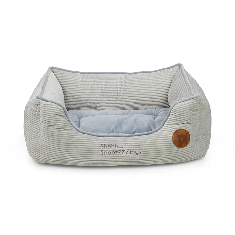 Petface Cord Square Dog Bed with Reversible Cushion, Machine Washable, Grey, Large (Pack of 1)