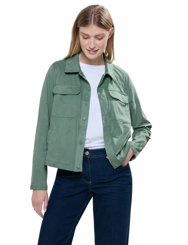 Cecil Women's Velour short jacket, raw salvia green, XXL