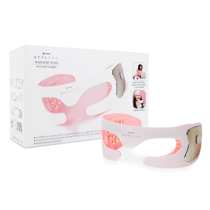STYLPRO Radiant Eyes: Red LED Light Therapy Goggles for Youthful Eyes, Helps Reduce Wrinkles, Fine Lines, Dark Circles, Stimulates Collagen, Hands-Free, Comfortable Fit, Visible Results