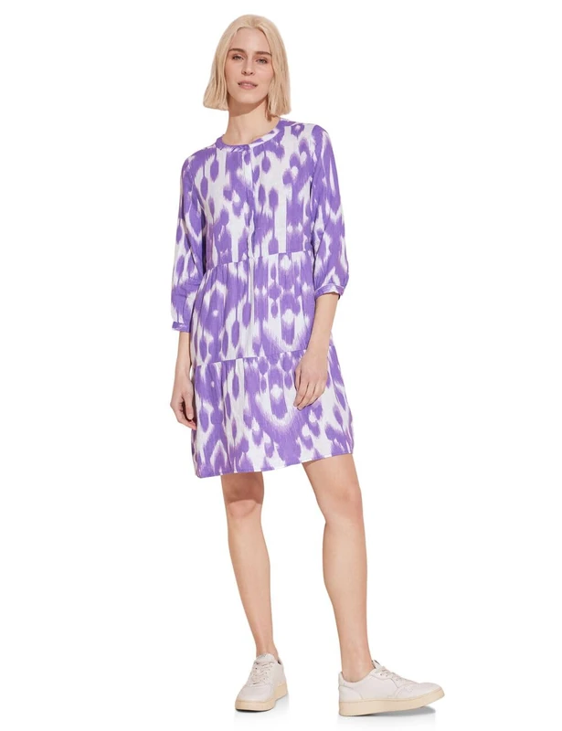 Street One Women's AOP Linen Tunic_Moderate Dress, Smell of Lavender, 44
