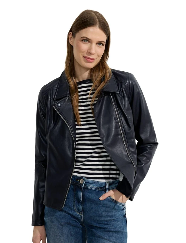Cecil Women's Tos Pu Biker Jacket, Universal Blue, L