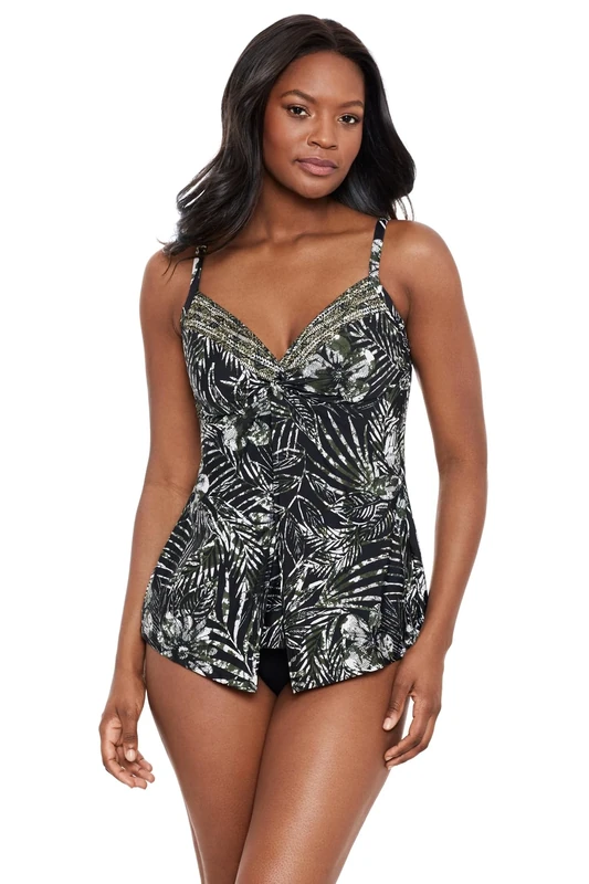 Miraclesuit Women's Love Knot Tankini Top, Zahara Black/Multi, 8