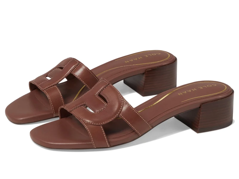 Cole Haan Women's Chrisee Block Heel Sandal Heeled, Dark Cuoio Leather, 4.5 UK