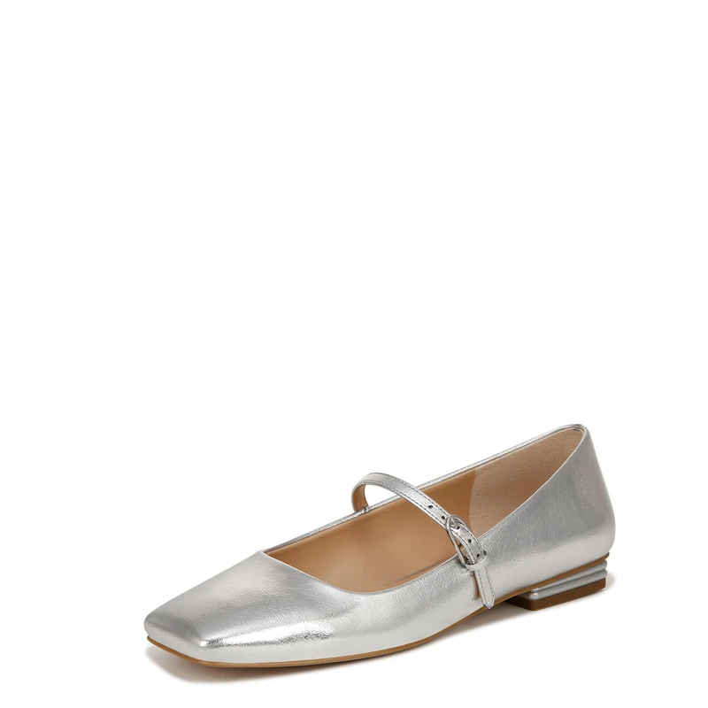Franco Sarto Women's Tinsley Mary Jane Flats, Silver Metallic, 6.5 UK
