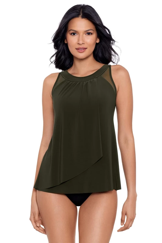 Miraclesuit Women's Standard Illusionist Ursula Tankini Top, Nori, 16