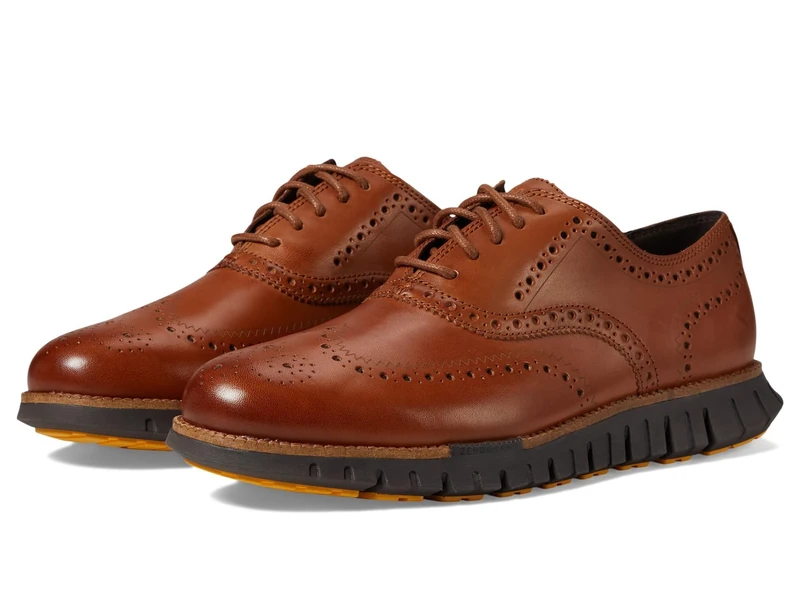 Cole Haan Men's Zerogrand Remastered Wingtip Oxfords, British Tan/Java, 8.5 Wide - Image 1
