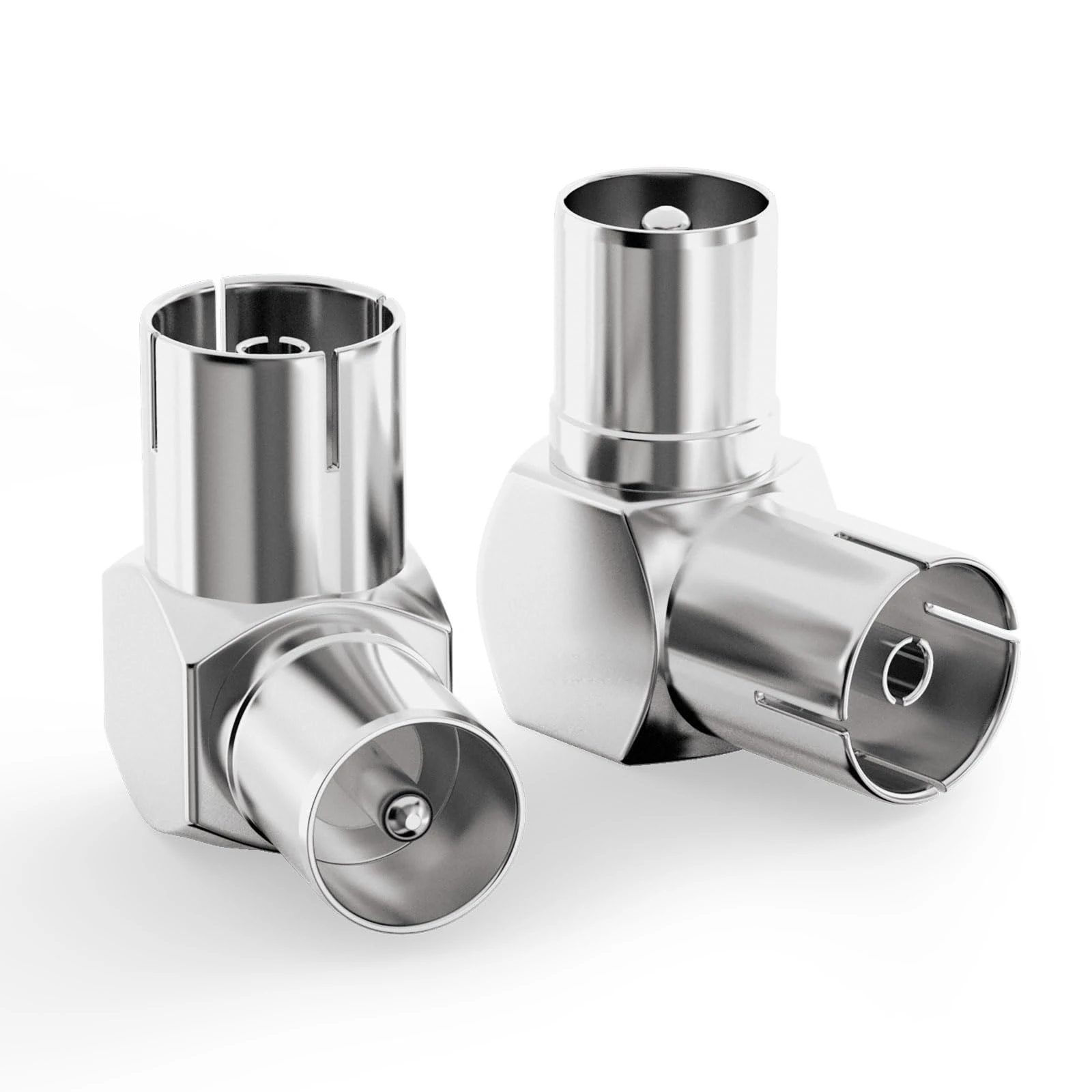 Bingfu TV Aerial Coaxial Adaptor - Male to Female Right Angle RF Coax Connector for TV Antenna Cables, Satellite Coaxial Cables(2 Pack)