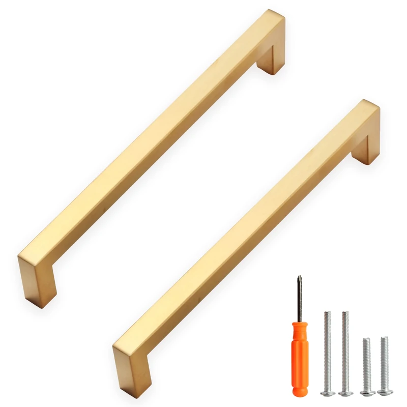 Redunest Cabinet Pulls Gold Cabinet Handles Square Drawer Pulls, 30 Pack 7-1/2 Inch Stainless Steel Kitchen Door Cupboard Cabinet Handles, Drawer Hardware Handles, 192mm Hole Centers