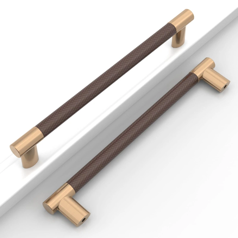Coinkoly 10 Pack Rustic Champagne Bronze + Brown 10 Inch(254mm) Hole Center Knurled Aluminium Kitchen Cabinet Pulls