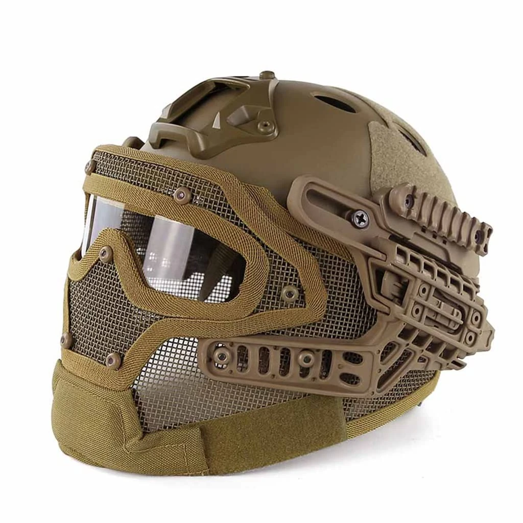 KLYso Tactical Fast Helmet, Airsoft Helmet Set, Tactical Mask For Fast Helmet, Tactical Helmet G4 System CS Equipment, For Airsoft Paintball Hunting And Shooting CS (Color : T, Size : One size)